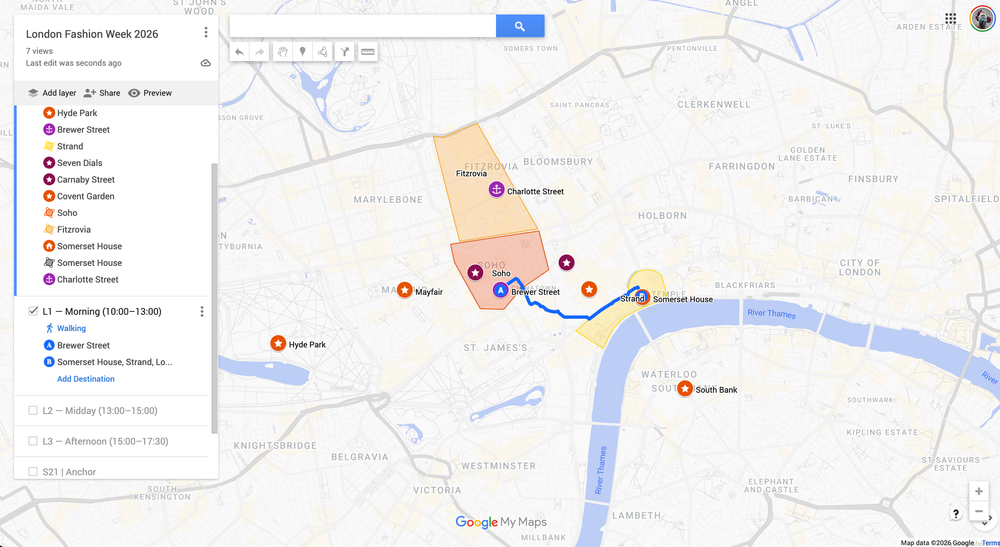 Map of London Fashion Week locations planned as walkable loops